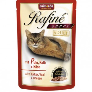 Animonda Rafine Soupe Adult 100 гр для взрослых кошек и котов - коктейль из мяса индейки, телятины и сыра