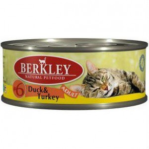Berkley для взрослых котов и кошек №6 (Утка и индейка) 100 гр / Berkley adult #6 (Duck and Turkey) 100 gr