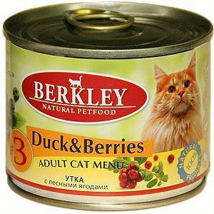 Berkley для взрослых котов и кошек №3 (Утка с лесными ягодами) 200 гр / Berkley Adult #3 (Duck and berries) 200 gr