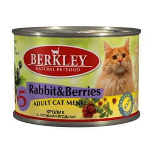 Berkley для взрослых котов и кошек №5 (Кролик с лесными ягодами) 200 гр / Berkley Adult #5 (Rabbit and berries) 200 gr
