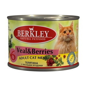 Berkley для взрослых котов и кошек №6 (Телятина с лесными ягодами) 200 гр / Berkley Adult #6 (Veal and berries) 200 gr